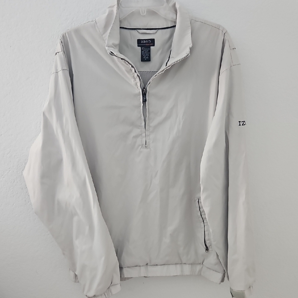 Izod Khaki Windbreaker Lightweight Quarter-Zip